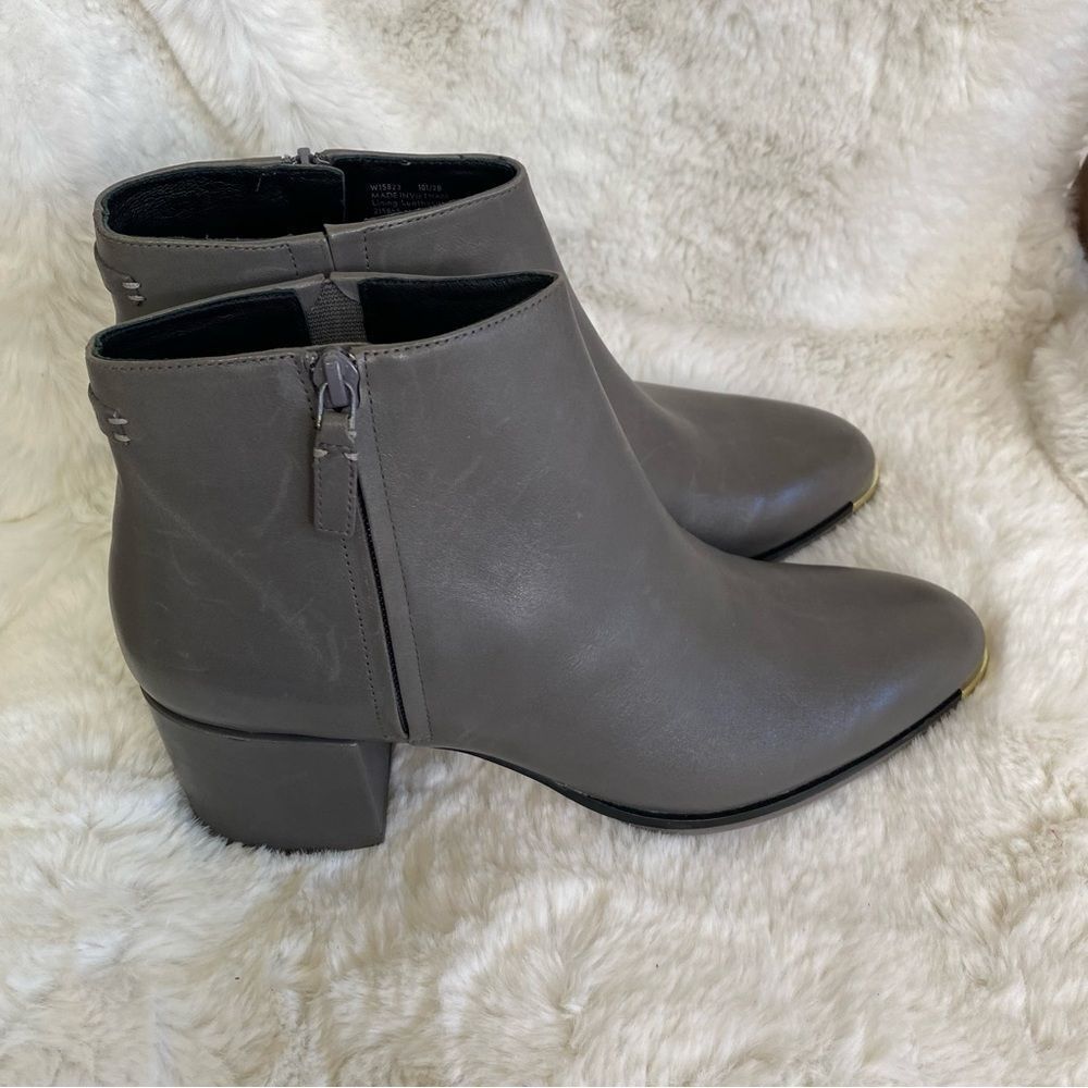 NEW Cole Haan Grand Ambition Holland gray leather block heel booties 10.5 - Picture 6 of 13